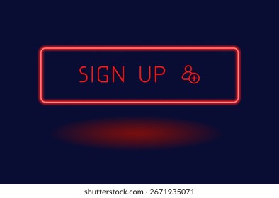 Botão CTA vermelho neon com texto: Inscreva-se, usuário, design de IU.