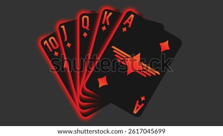 Neon Red Diamonds Royal Flush Playing Cards