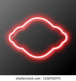 Neon red frame, realistic glowing banner, vector illustration