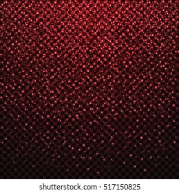 Neon red glittering snow on transparent, plaid background.