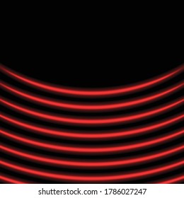 Neon Red Glowing Lights Line Abstract Background Template. Vector