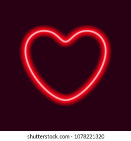 Neon Red Heart sign. Vector illustration EPS10