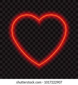 Neon Red Heart, Vector Illustration