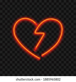 Neon red heart, vector illustration.