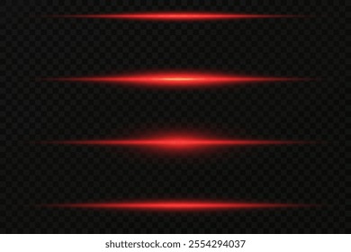 Neon red horizontal speed lines. Laser beams.Vector illustration.EPS 10.