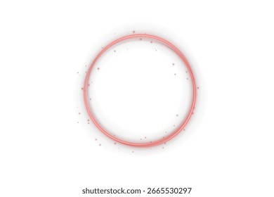 Neon red light circle glowing with smooth illumination, isolated on transparent background. Futuristic vibrant ring for decoration, abstract visuals, techno designs, and digital art composition projec