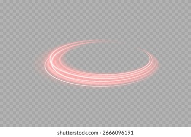 Círculo de luz roja de neón brillante con iluminación suave, aislado sobre fondo transparente. Anillo vibrante futurista para decoración, visuales abstractos, diseños techno y proyectos de composición de arte digital