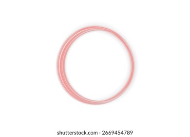 Círculo de luz vermelho neon brilhando com iluminação suave, isolado em fundo transparente. Anel vibrante futurista para decoração, visuais abstratos, projetos techno e projeto de composição de arte digital