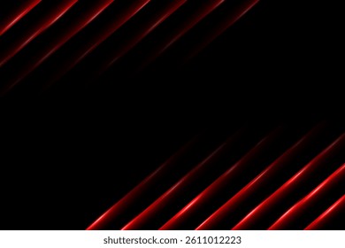 Neon Red Light Line On Black Background. Vector Illustration. Technology Wallpaper. Copy space