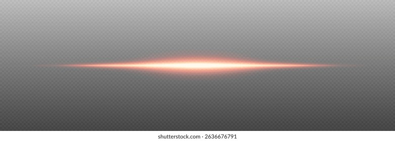 Neon red light line. On a transparent background.