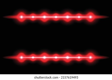 Marco De Línea Neon Red Lights Aislado En Fondo Negro. Ilustración vectorial