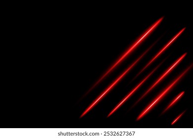 Quadro De Linha De Luzes Vermelhas De Néon Isolado No Plano De Fundo Preto. Ilustração de vetor. Papel de parede de tecnologia. Banner futurista
