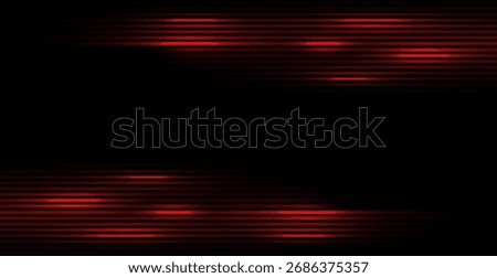 Neon Red Lights Line Frame On Black Background. Technology Wallpaper. Vector Illustration