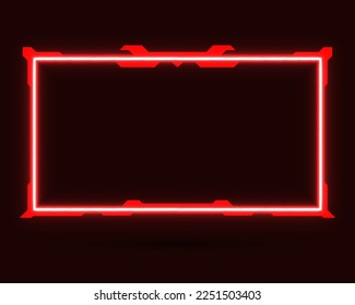 Neon red live stream overlay webcam screen border frame template