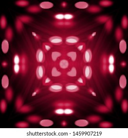 Neon red ornament, psychedelic drawing. Pattern vintage style. Grunge texture. Festive greeting card. Abstract art background. Modern geometric pattern. Festive art backdrop. Creative vector element