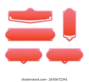 Neon Red Retro Futuristic Game Tag Set for User Interface