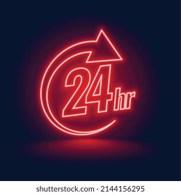 neon red sign of 24 hour of service 