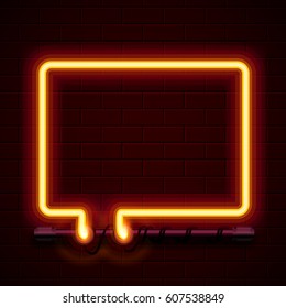 Neon red sign on the wall in the form of a frame. Vector illustration