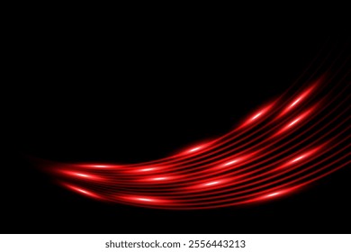 Neon Red Speed Light Lines Frame Background. Luxury Wallpaper. Abstract Business Banner. Vector Illustration. Copy Space