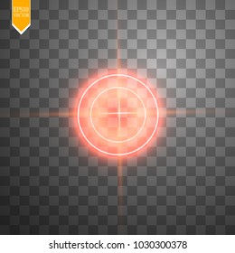Neon red target isolated. Game Interface Element. Vector