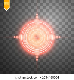 Neon red target isolated. Game Interface Element. Vector