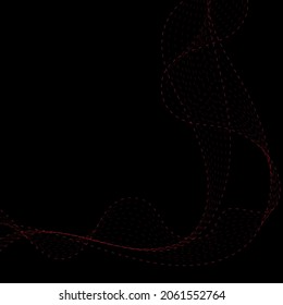 Neon red wave on a black background. Modern design for layout. Free space for text.