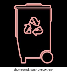 Neon refuse bin with arrows utilization the red color vector illustration flat style image