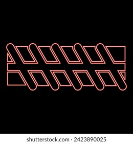 Neon reinforcement bar rebar ribbed metal rod red color vector illustration image flat style