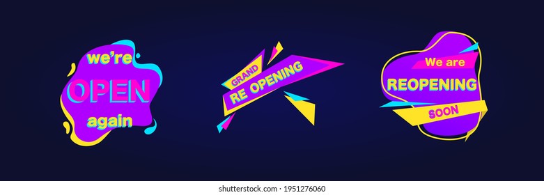Neon reopening sign on blue background 