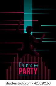Neon Retro Dance Party Flyer - Vector Illustration