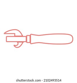 Neon retro opener or retro swiss knife red color vector illustration image flat style light