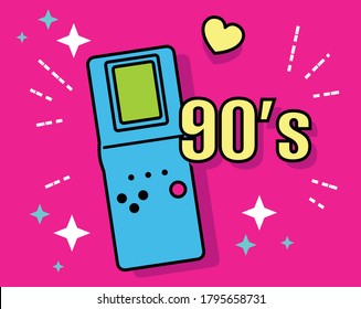 Neon Retro pop culture item from 90s. Retro element collections. USSR. Vector illustration. 