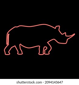 Neon rhinoceros red color vector illustration image flat style light