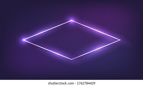 Marco Neon ræcon efectos brillantes en el fondo oscuro. Fondo tecno brillante vacío. Ilustración vectorial.