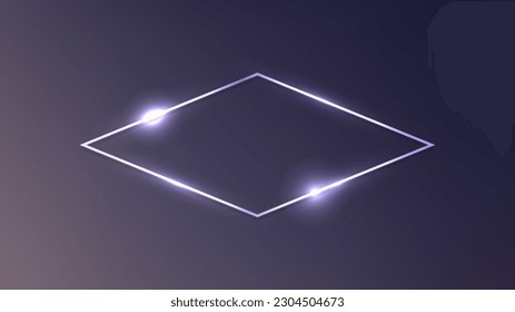 Neonrahmen mit leuchtenden Effekten auf dunklem Hintergrund. Leere leuchtende Techno-Hintergrund. Vektorgrafik