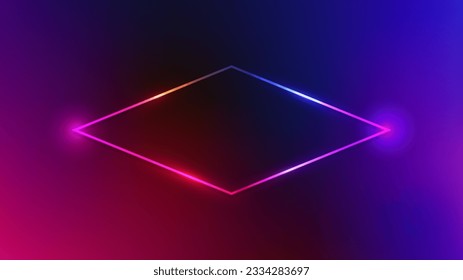 Neonrahmen mit leuchtenden Effekten auf dunkelviolettem Hintergrund. Leere leuchtende Techno-Hintergrund. Vektorgrafik