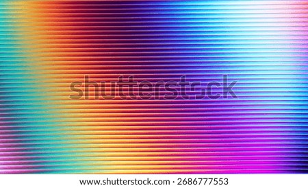 Neon ribbed fractal glass texture with vibrant rainbow gradients and bright smooth fluted horizontal lines. Bright smooth fluted vertical lines with burst of holographic iridescent summer tones. Vecto