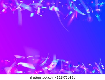 Neon Ribbon. Art Christmas Serpentine. Retro Pattern. Digital Design. Celebrate Background. Unicorn Flag. Anniversary Glitter. Blue Glare Confetti. Pink Neon Ribbon