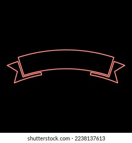 Neon ribbon banner Advertising banner red color vector illustration image flat style light