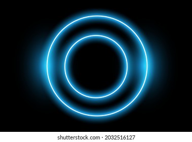 Neon ring glow template. Circle neon light trails. Circle music wave ring.