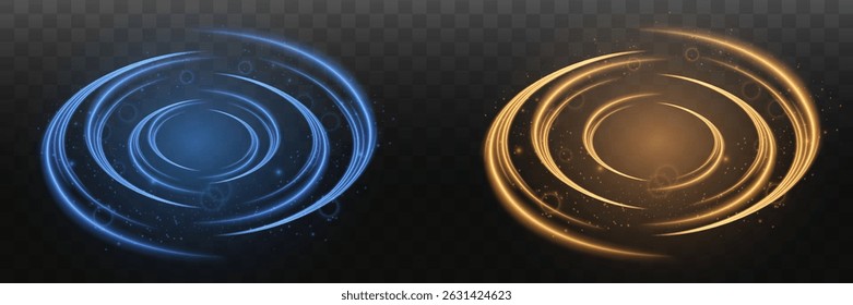 Neon ring. Glowing circle. Glow effect. Round light frame. Abstract light lines of movement and speed. Vector EPS 10.