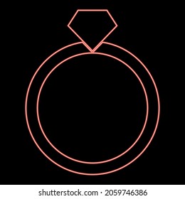 Neon ring icon black color in circle outline vector illustration red color vector illustration flat style light image