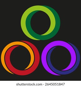 Neon ring icon. Glowing circle shape. Vector abstract layout. Black background contrast.