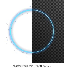 Neon ring pulses in sapphire eclipse. Magic particles swirl in spiral blaze. Luminous halo orbits like digital radar. Transparent flash glows with silent burst. 