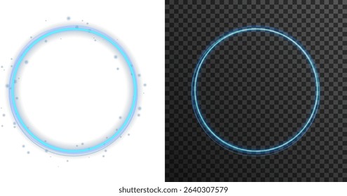 Neon ring pulses in sapphire eclipse. Magic particles swirl in spiral blaze. Luminous halo orbits like digital radar. Transparent flash glows with silent burst. 