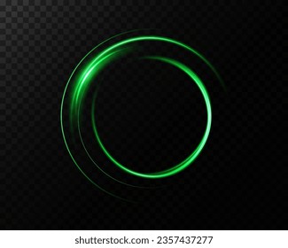neon ring. Round shape sparkling lights, shiny frame on isolated and transparent background.