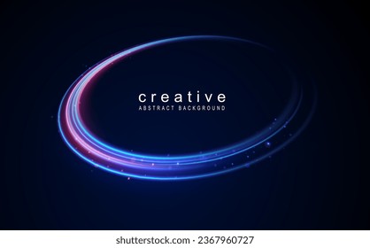 Neon rings set. Vector illustration of neon rings on dark background. Abstract vector fire circles, sparkling swirls and energy light spiral frames, neon blurry light circles at motion, Swirl effect.