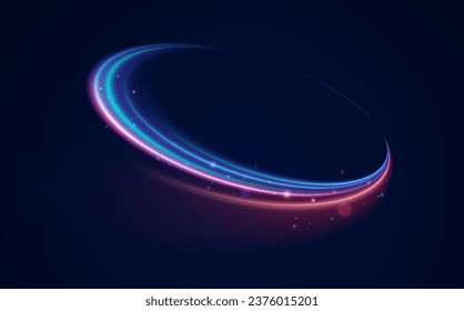 Neon rings set. Vector illustration of neon rings on dark background. Abstract vector fire circles, sparkling swirls and energy light spiral frames, neon blurry light circles at motion, Swirl effect.