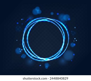 Neon rings set. Vector illustration of neon rings on dark background. Abstract vector fire circles, sparkling swirls and energy light spiral frames, neon blurry light circles at motion.