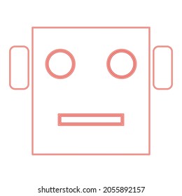 Neon robot head red color vector illustration flat style light image